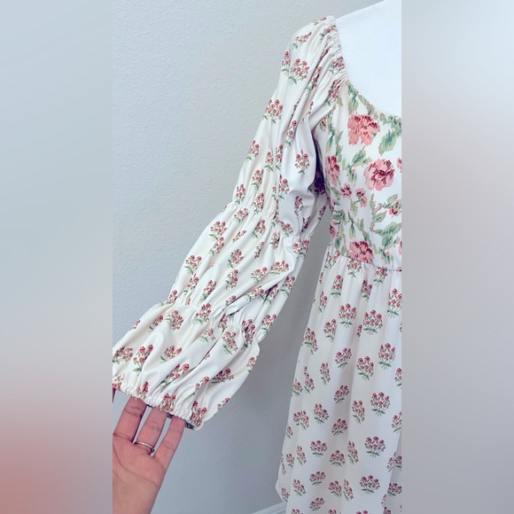 Smith & Quinn Women's Off White Floral Dress with Long Bishop Sleeves US Medium - Picture 5 of 8